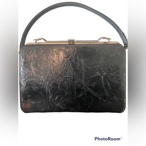 Patient leather nickle plate with hardware hand bag
